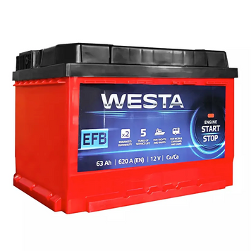 Автомобільний акумулятор WESTA 6CT-63Ah EFB Start-Stop RED АзЕ (WEFB6300LB2) 100021 фото