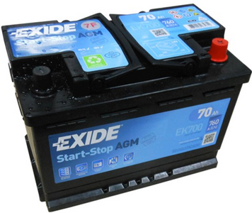 Автомобільний акумулятор Exide EK700 AGM 6-СТ 70Ah R+ 760A Start-Stop 100032 фото